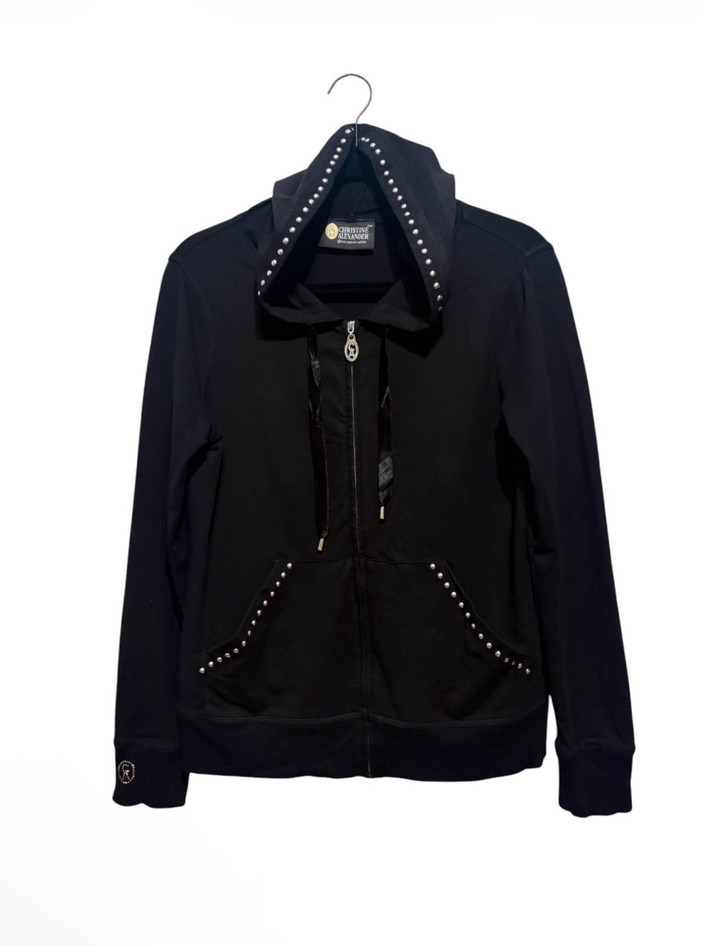Christine Alexander Stud-Trim fleur-de-lis Rhinestone Hoodie